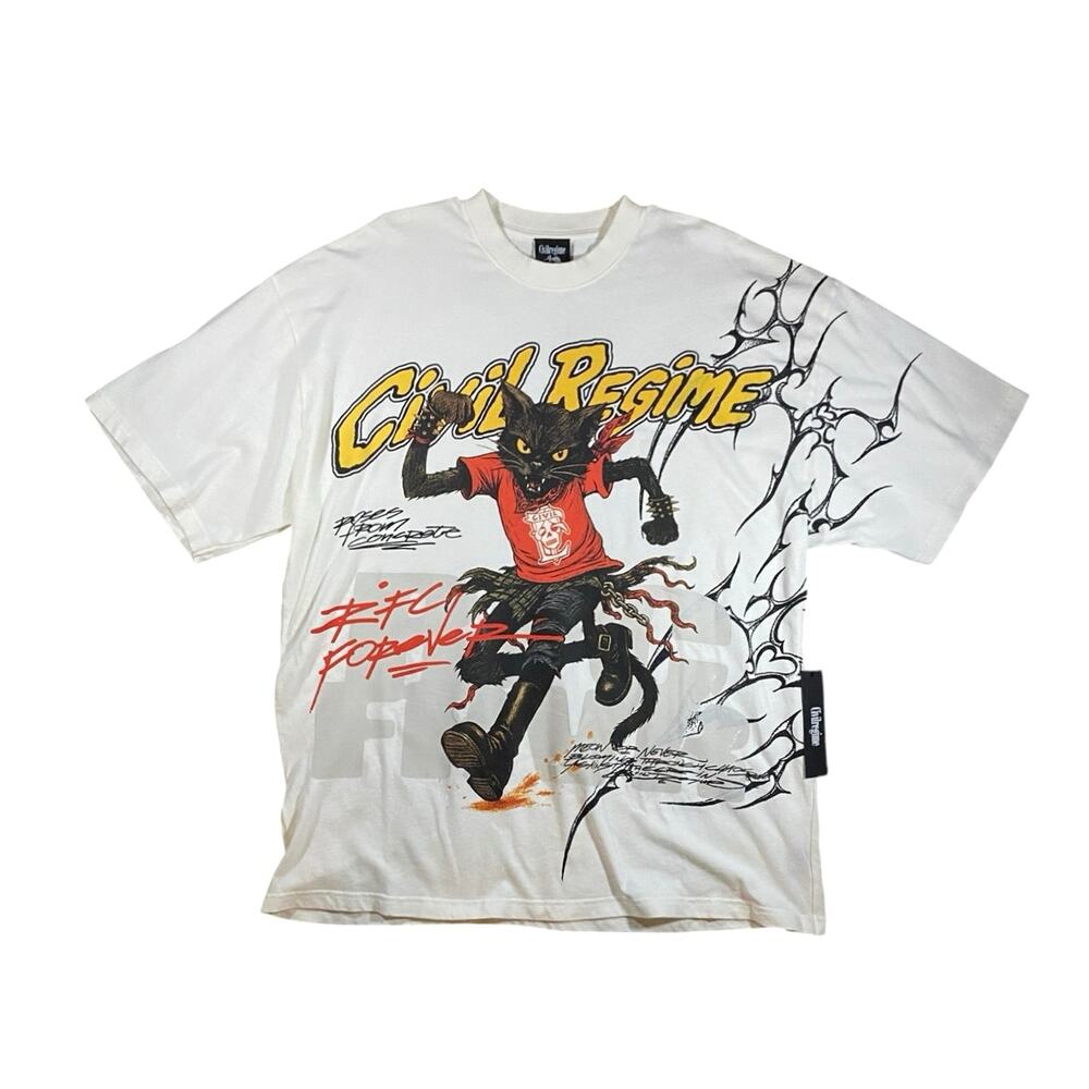 Civil Regime Punk Cat American Oversized Butter Tee NWT - 2XL
